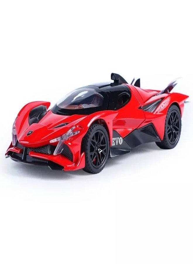 PEZYOX Scale Exclusive Alloy Metal Pull Back Die-cast Car Model with Sound Light Mini Auto Toy for Kids Metal Model Toy Car with Sound and Light (1.32 Scale APO LLO EVO -RED) - Image 1